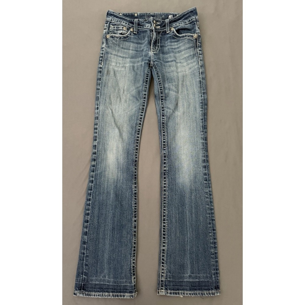 Miss Me Jeans Womens Size 28 Bootcut Medium Wash Embroidered Embellished Stretch - Picture 2 of 15